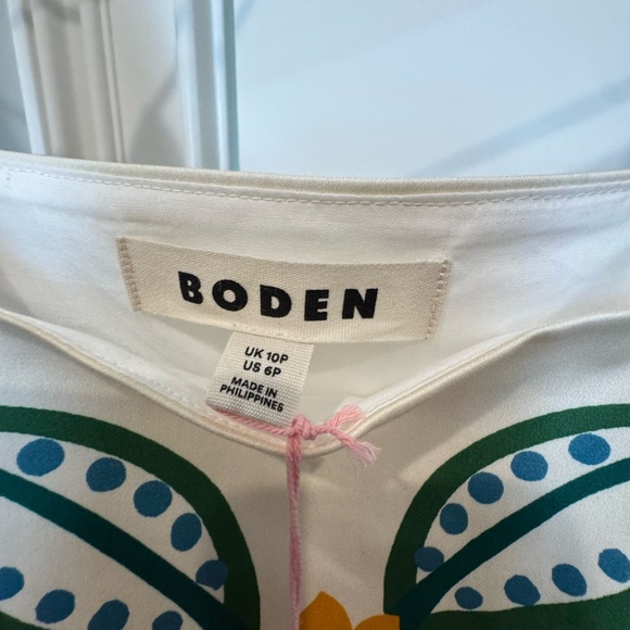 Boden Cream Midi Dress with Pink, Yellow, Green and Blue Floral Print - Picture 2 of 2